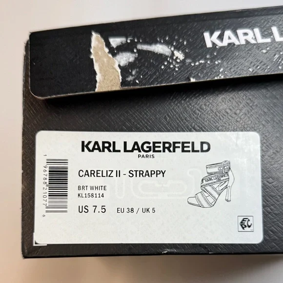 KARL LAGERFELD PARIS Women's Careliz Strappy Sandals- Size 7.5- Bright White - Picture 7 of 12